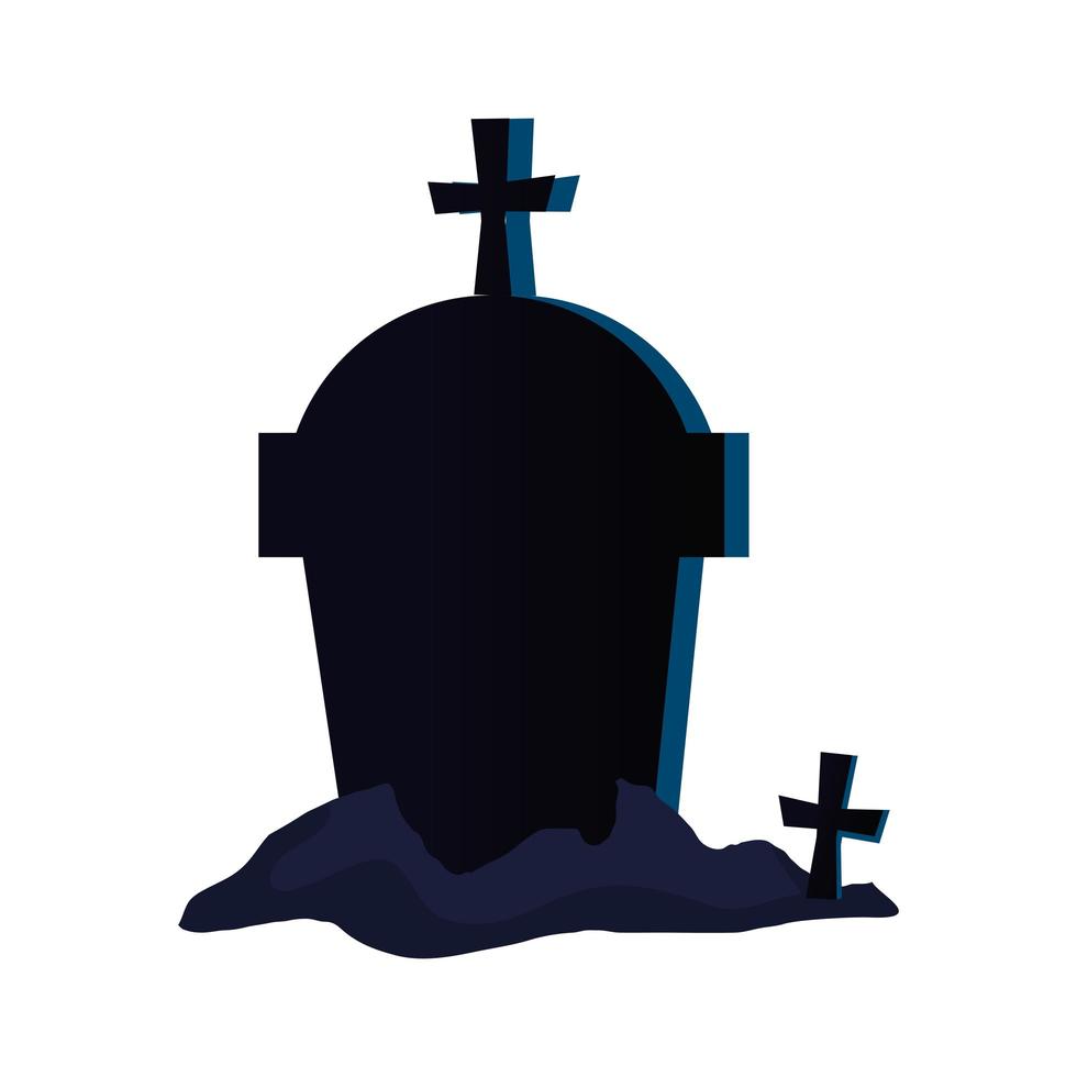 halloween tomb with crosses icon vector