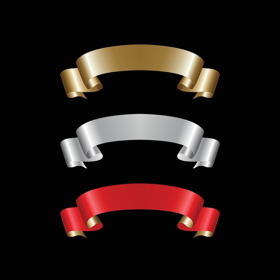 Ribbon Set In Isolated For Celebration, luxury golden ribbon set vector