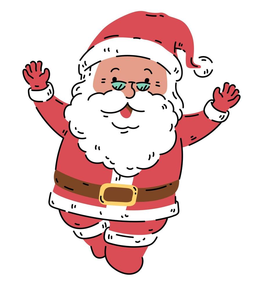 Santa claus happy and smile line art vector illustration