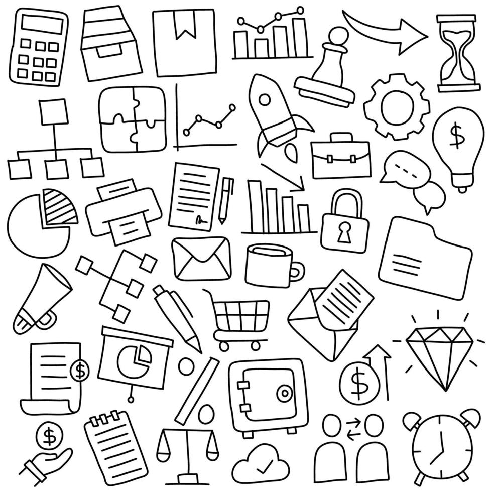 conjunto de iconos de doodle de negocios vector