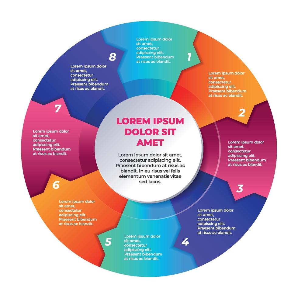 Colorful Gradient Circle Process Infographic Charts vector