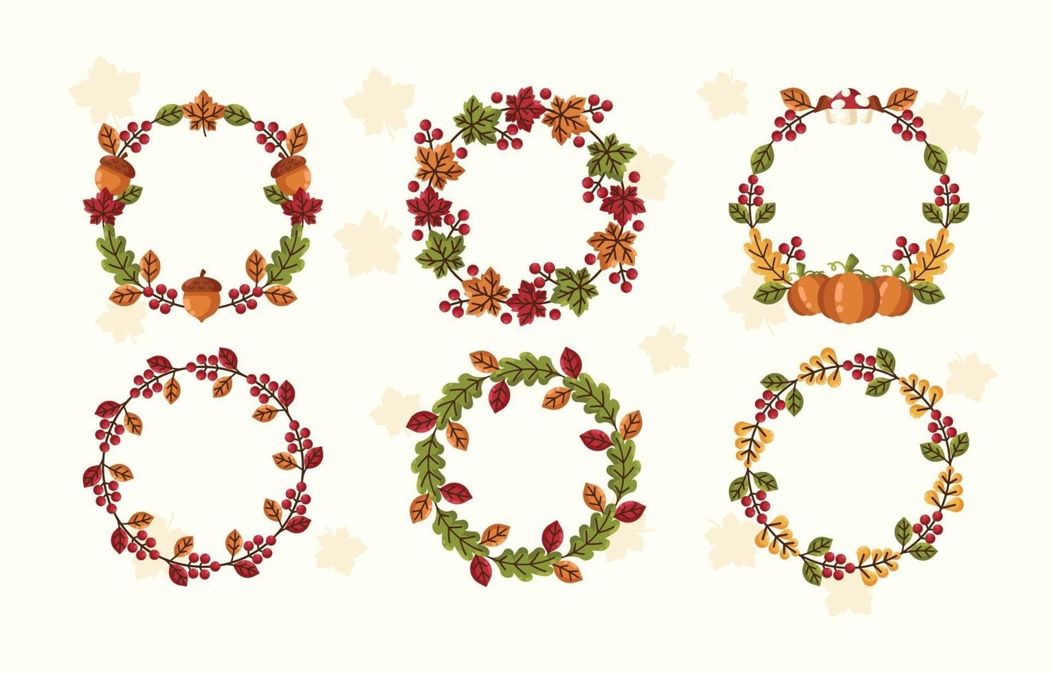 Set of Autumn Warm Wreaths vector