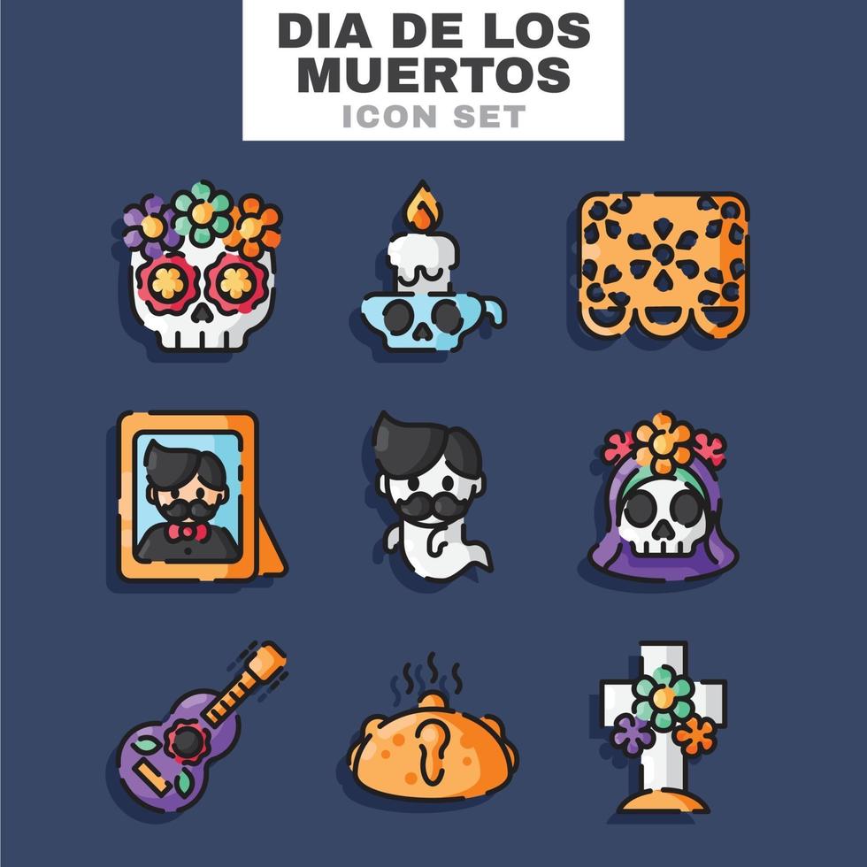 dia de los muertos conjunto de iconos vector