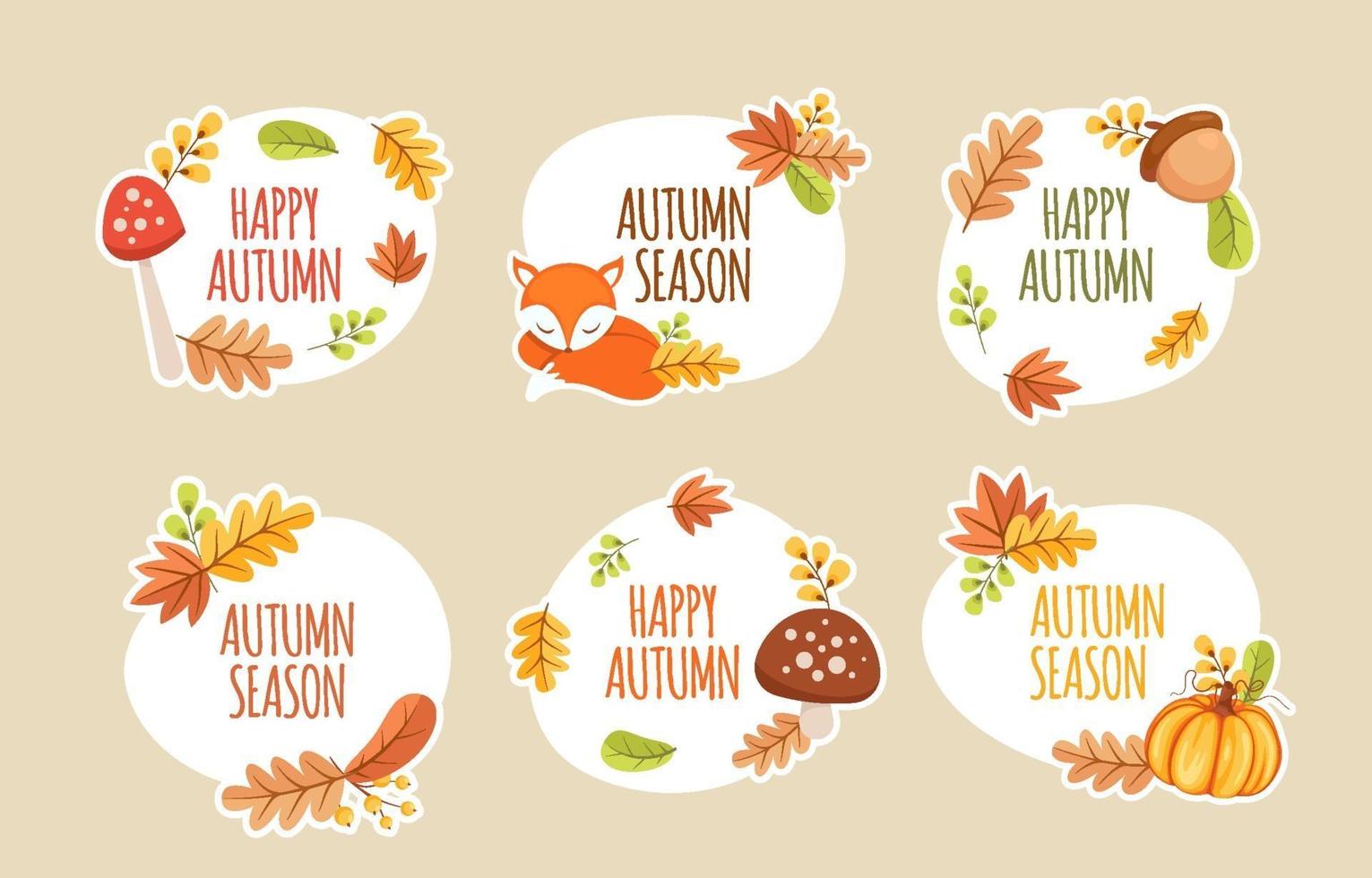Hello Autumn Sticker Set vector