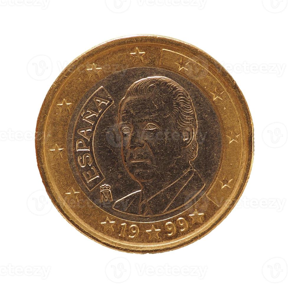 Moneda de 1 euro, unión europea, españa aislado sobre blanco foto