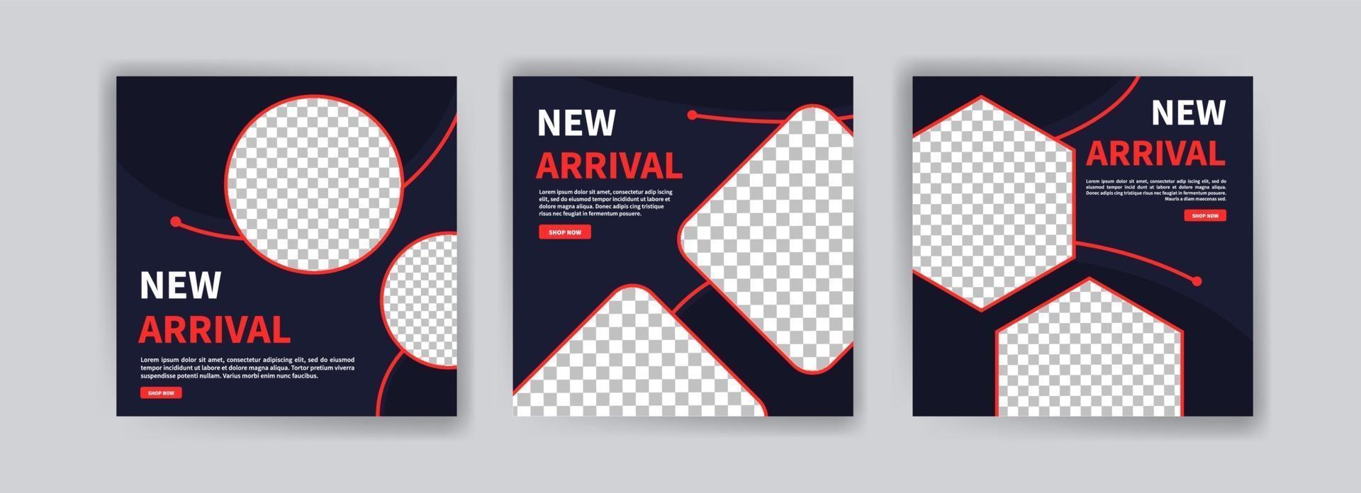 Set of social media post templates for business promotion. vector