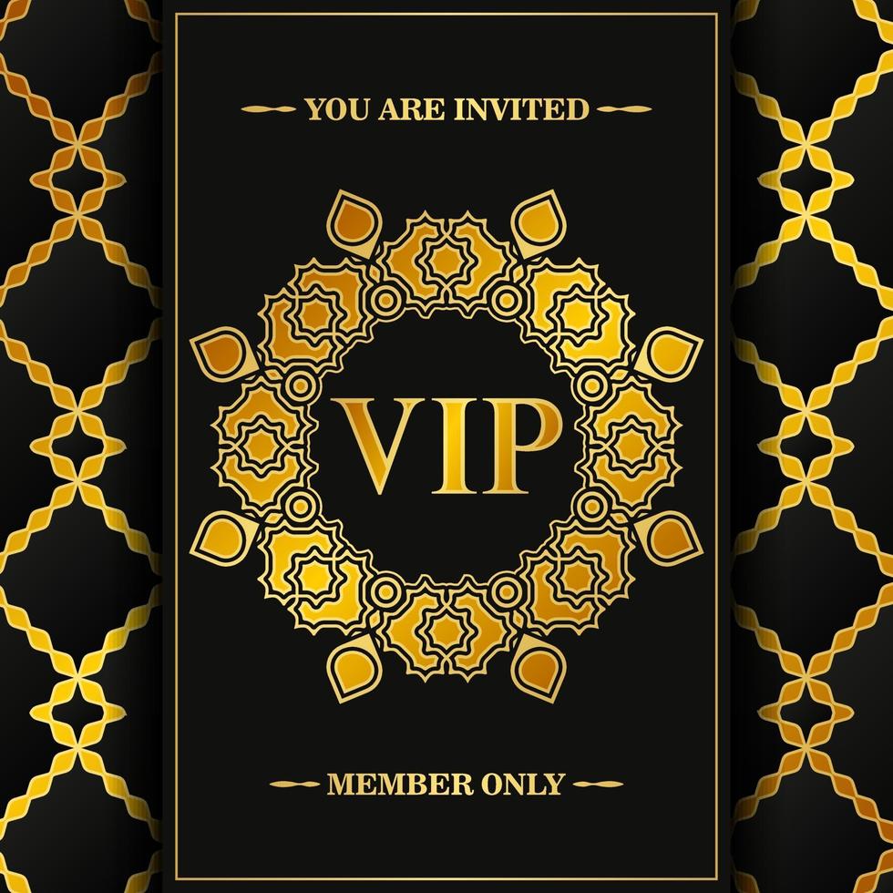 luxury dark vip card in ornament texture vector