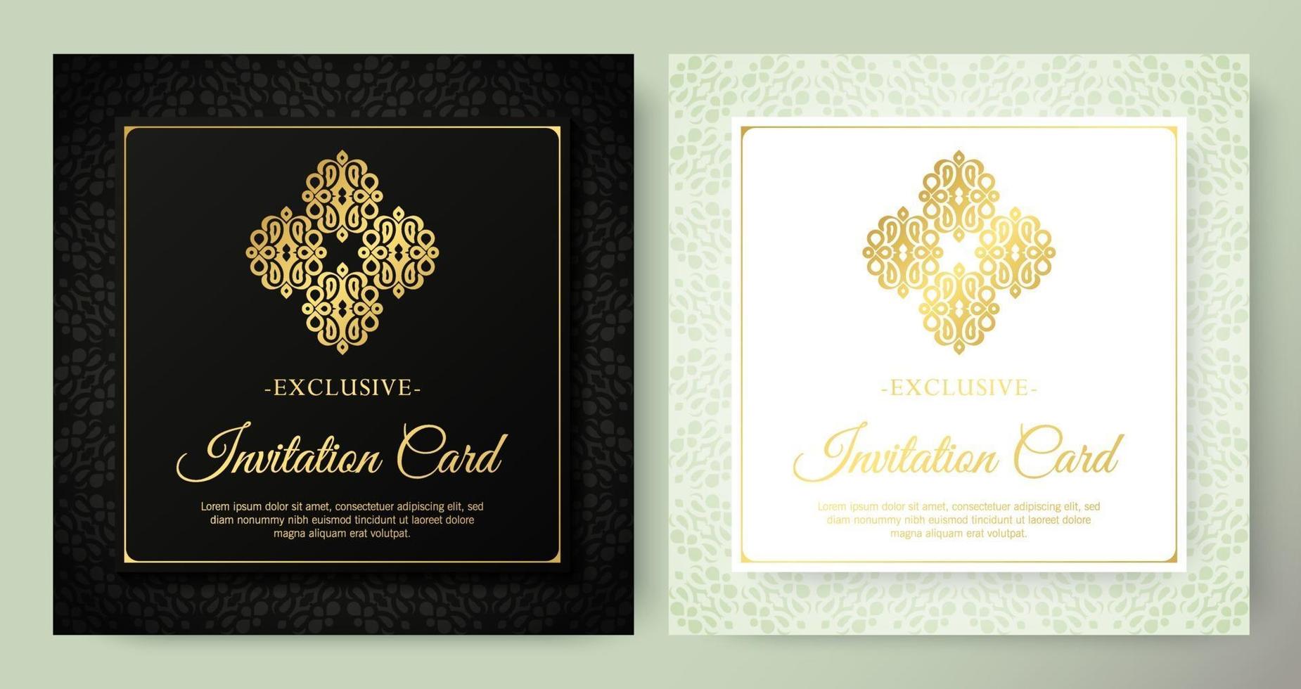 tarjeta de invitación blanca y negra de lujo estilo mandala vector