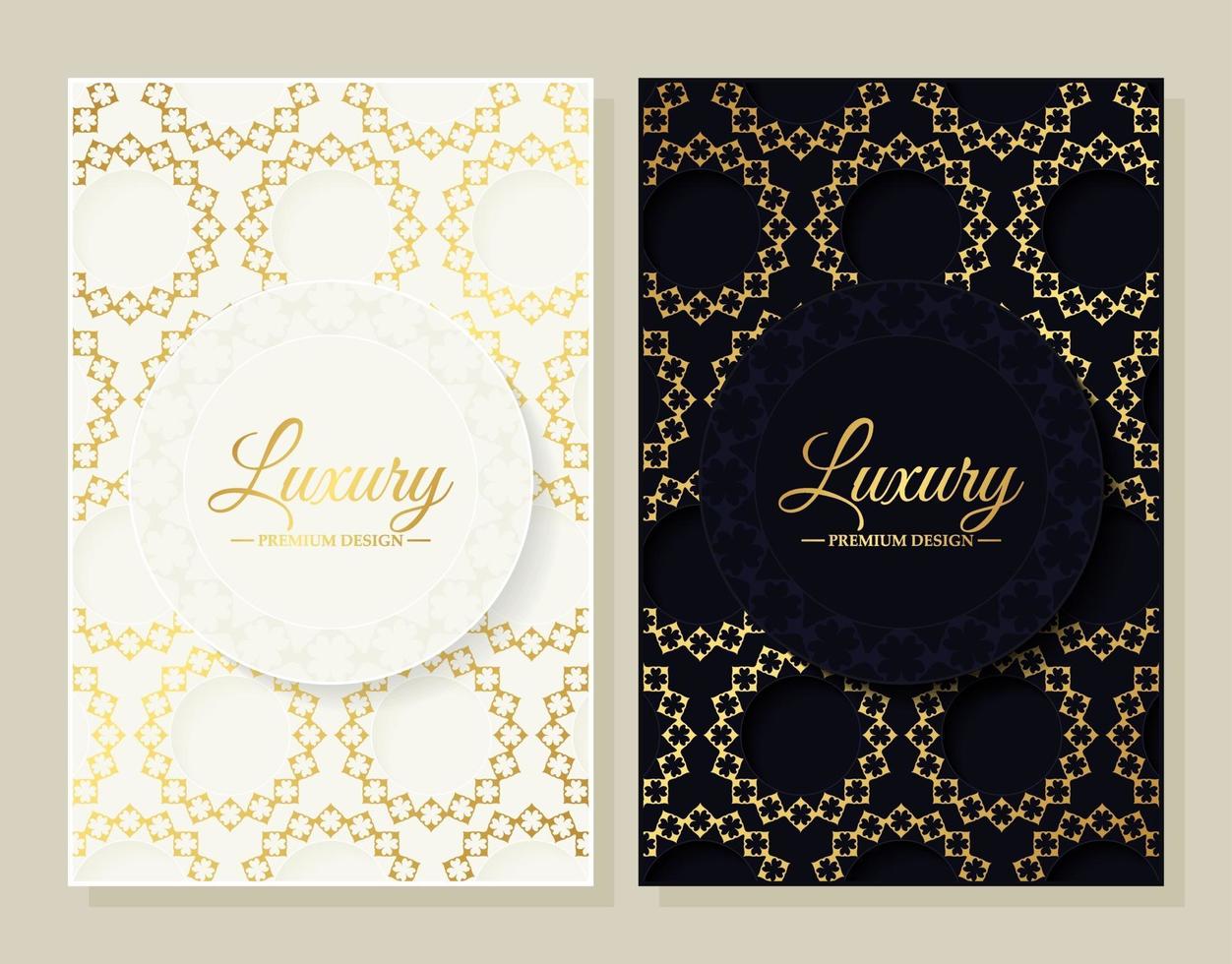 Luxury gold border pattern cover template vector