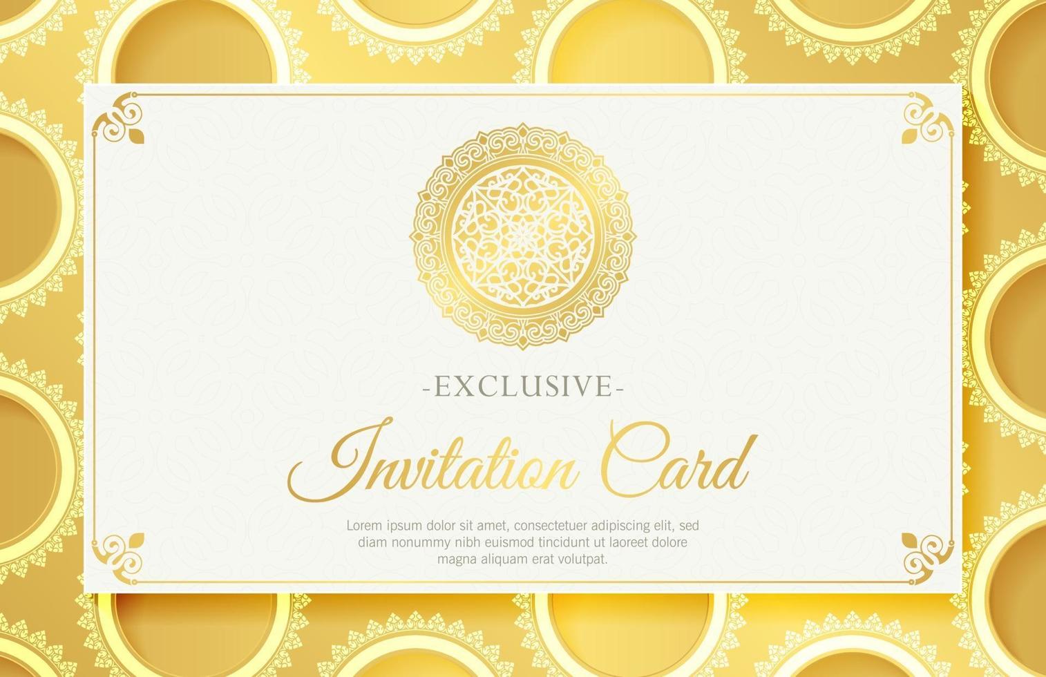 tarjeta de invitación blanca de lujo estilo mandala vector