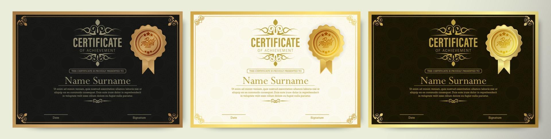 Classic certificate award template vector