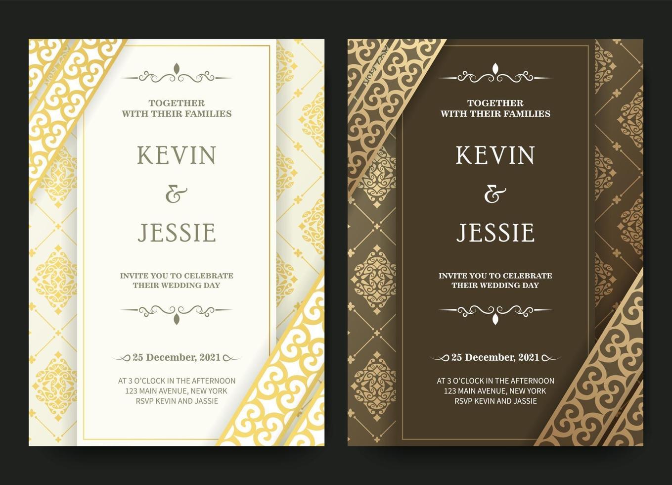 Luxury vintage golden vector invitation card template