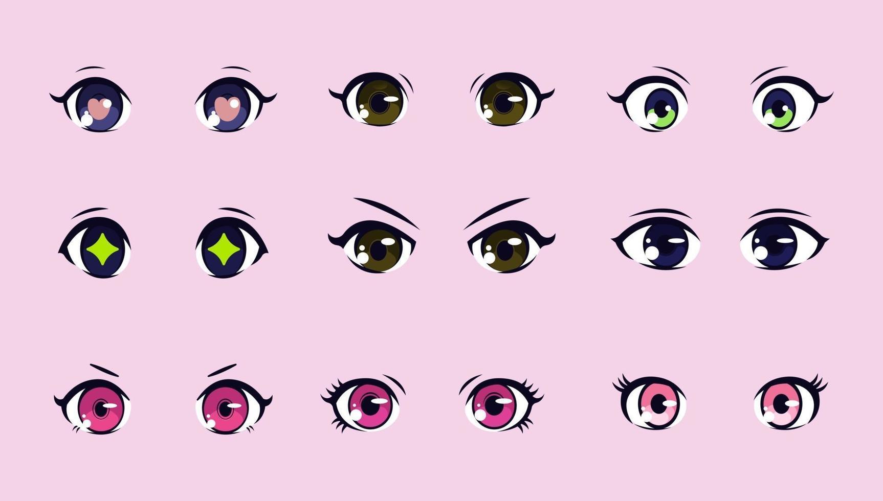 Conjunto de diseño de ilustración de ojos de anime vector
