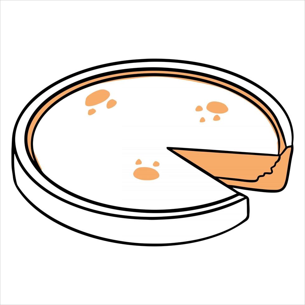 Bakery products. Appetizing pumpkin pie with a cut piece of cake. vector