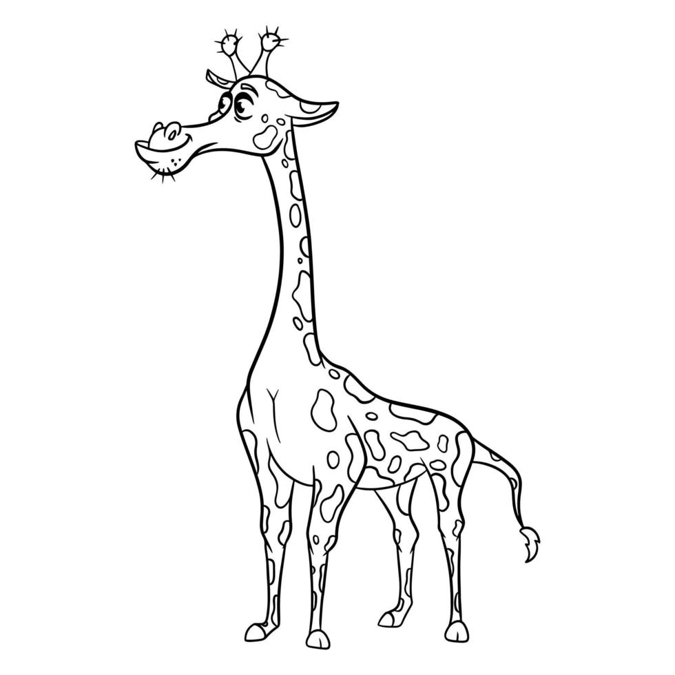 Animal character funny giraffe in line style. Children's illustration. vector