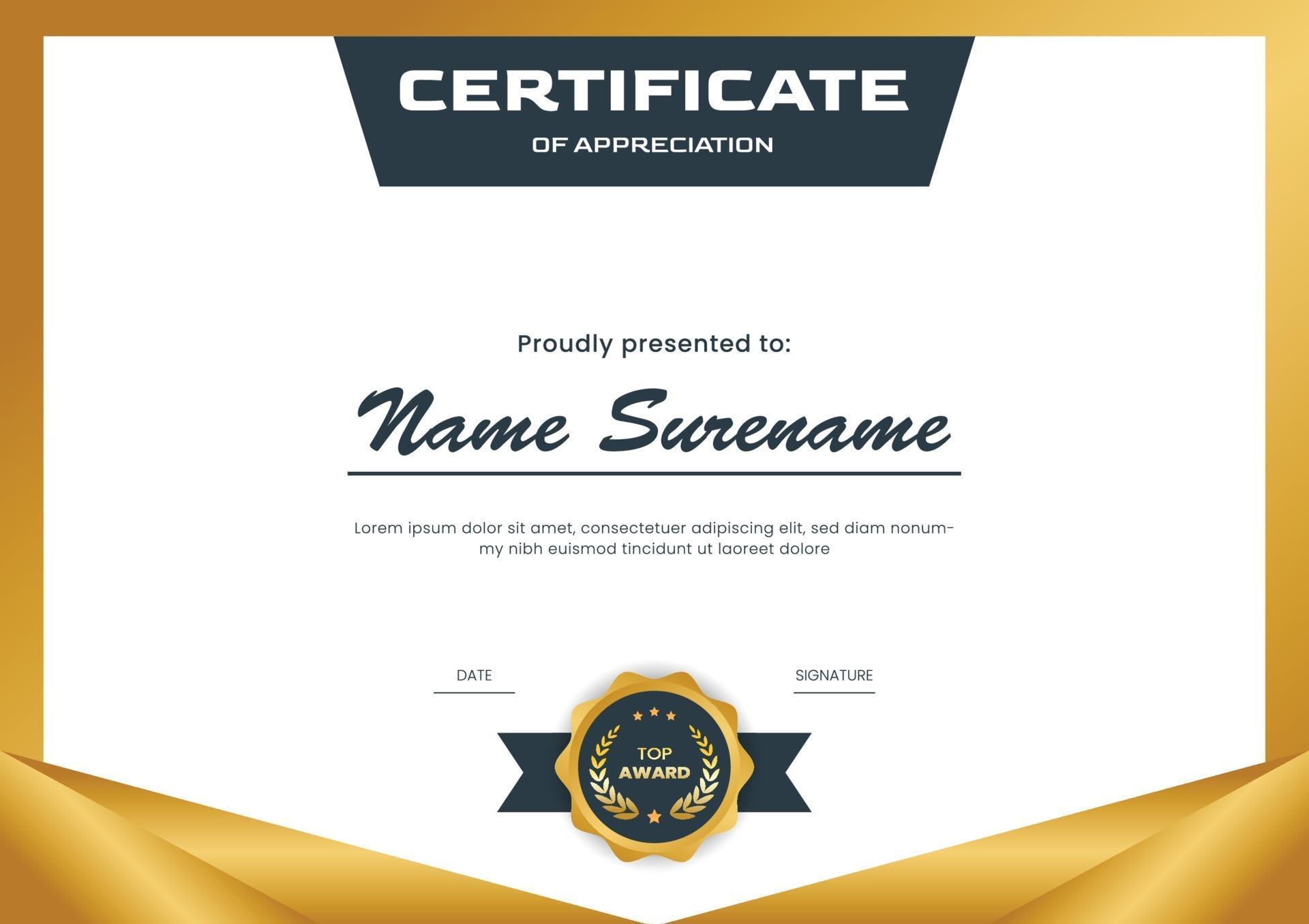 gold certificate design template for achievement 3181212 Vector Art at