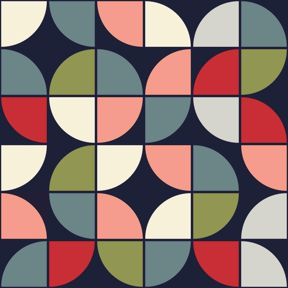 70's Geometric shapes pattern. Vintage Style Mid Century Modern Vector