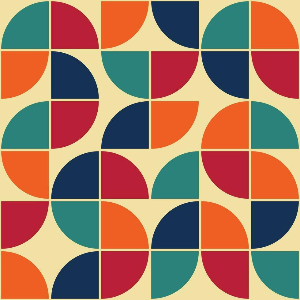 70's Geometric shapes pattern. Vintage Style Mid Century Modern Vector