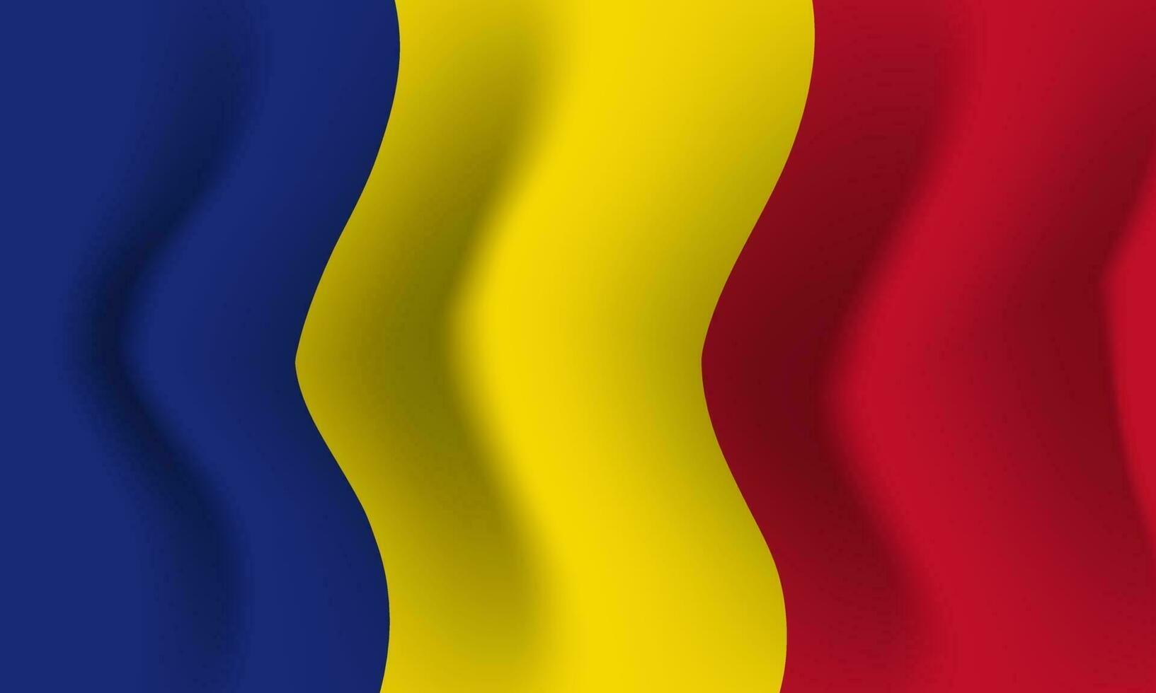 Background waving in the wind Romania flag. Background vector