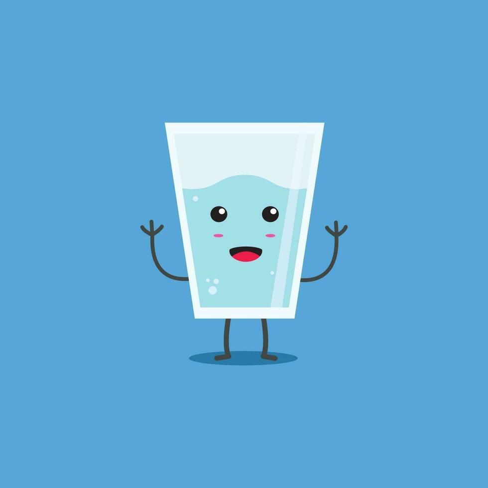 lindo diseño de personaje de mascota de vaso de agua vector