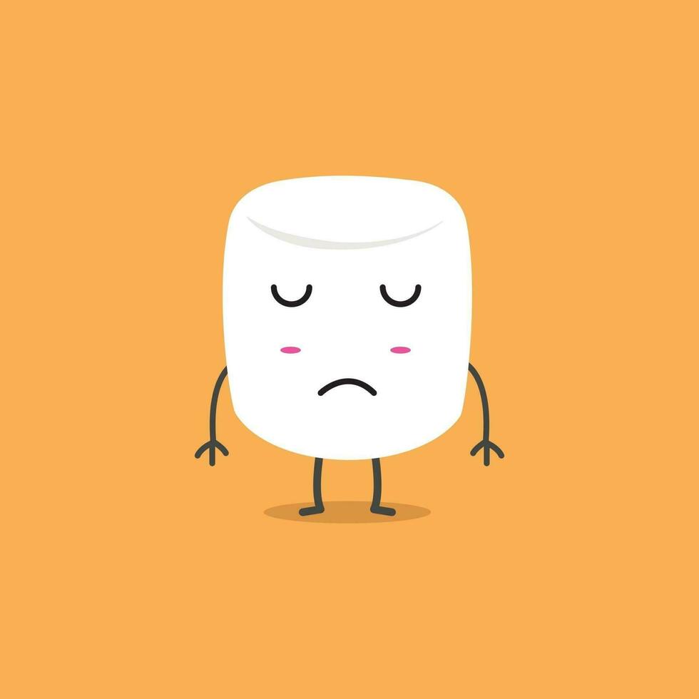 Cute Sad Marshmallow Mascot Character Design vector