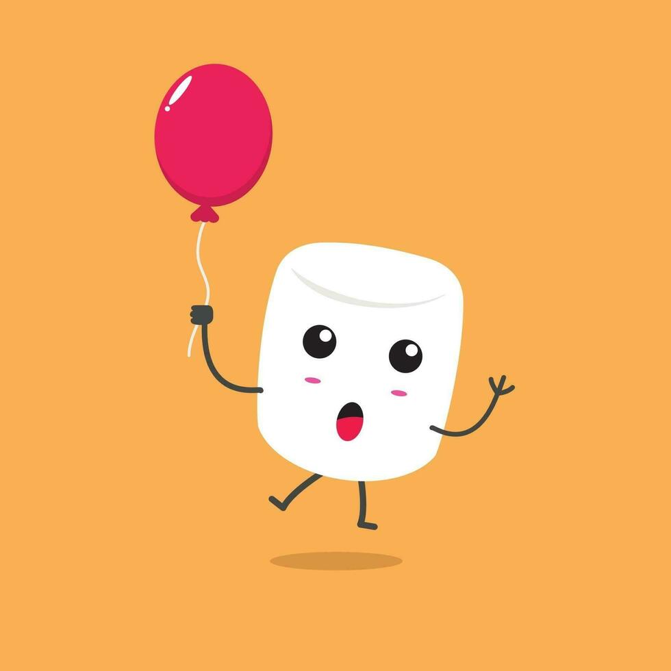 Cute Marshmallow With Ballon Character Design vector