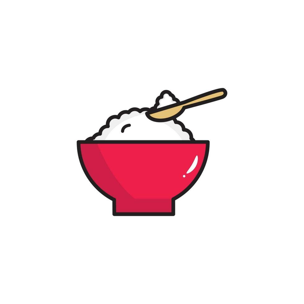 icono de tazón de fuente de arroz. Tazón de arroz de comida casera icono vectoriales para diseño web vector