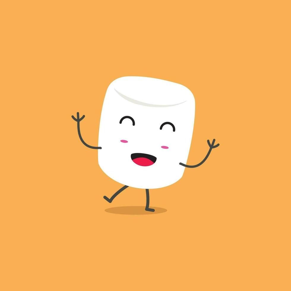 Cute Sad Marshmallow Mascot Character Design vector