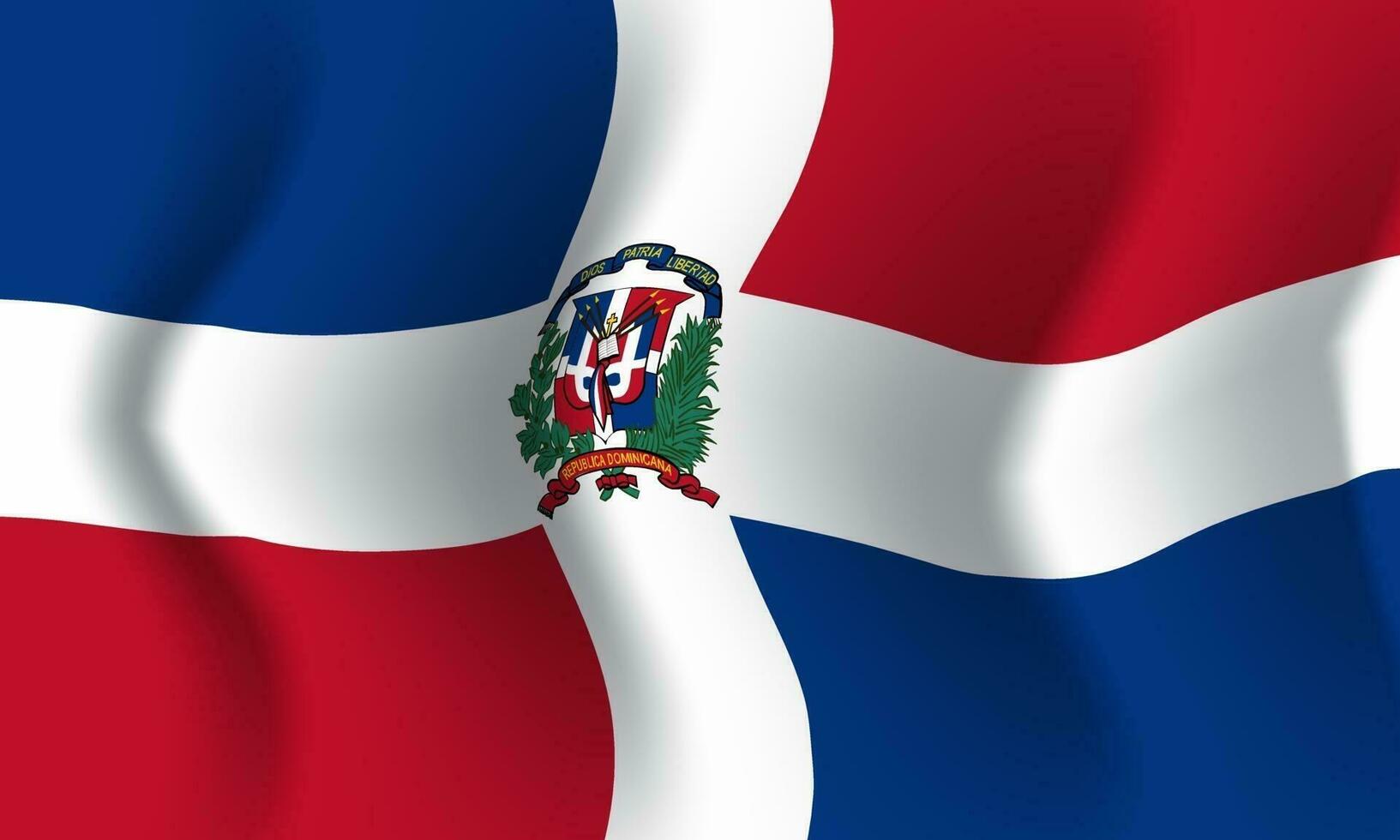 Background waving in the wind Dominican Republic flag. Background vector