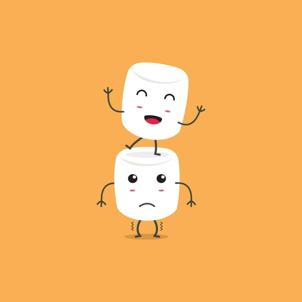 Cute Marshmallow Friendship Character Design. vector