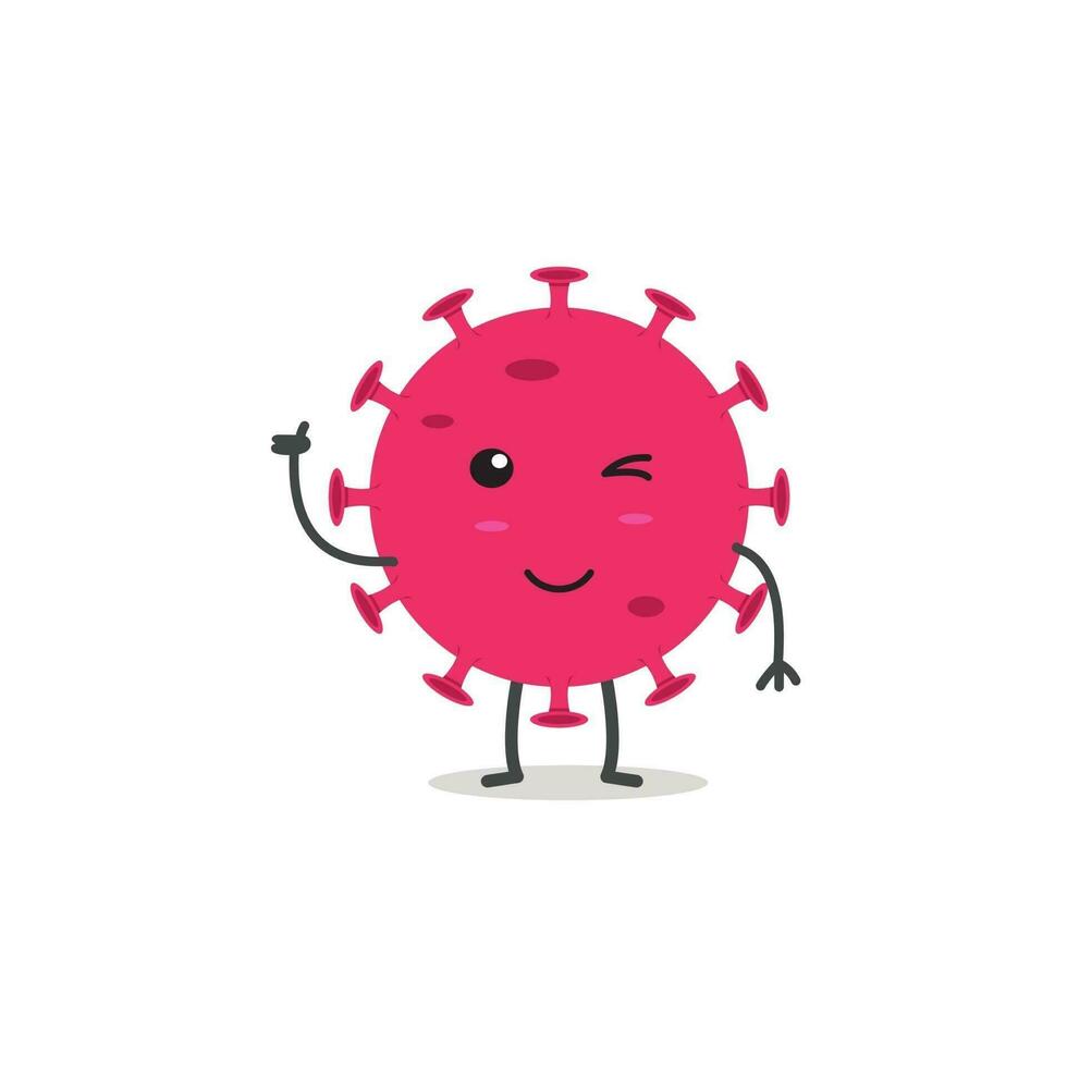 Cute Virus With Thumbs Up Character Design. vector