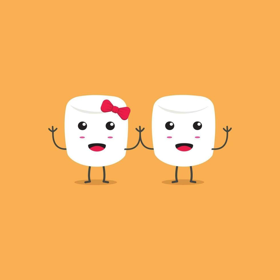 Cute Romantic Marshmallow Character Design. Man and Women vector