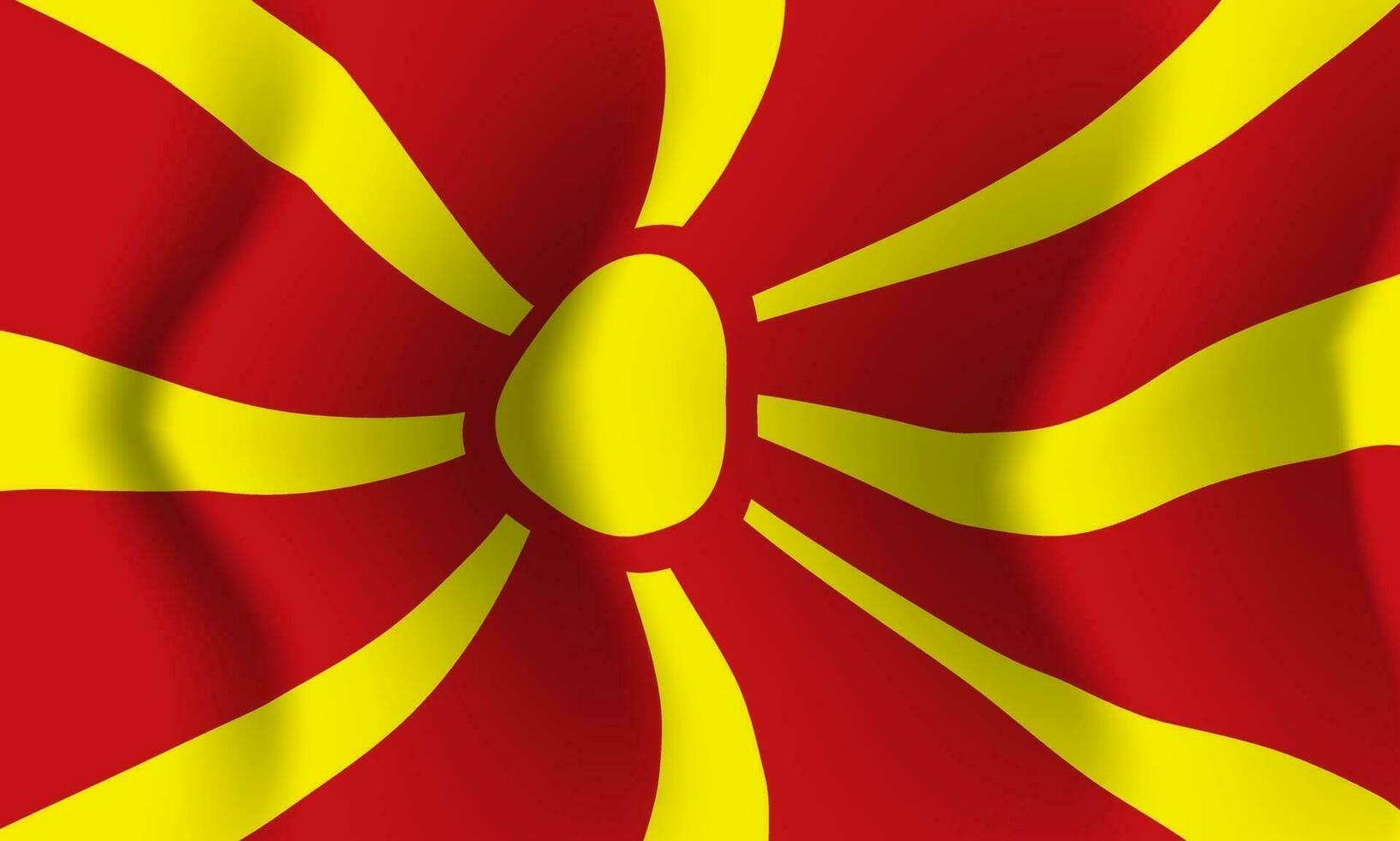 fondo ondeando en el viento bandera de macedonia del norte. antecedentes vector