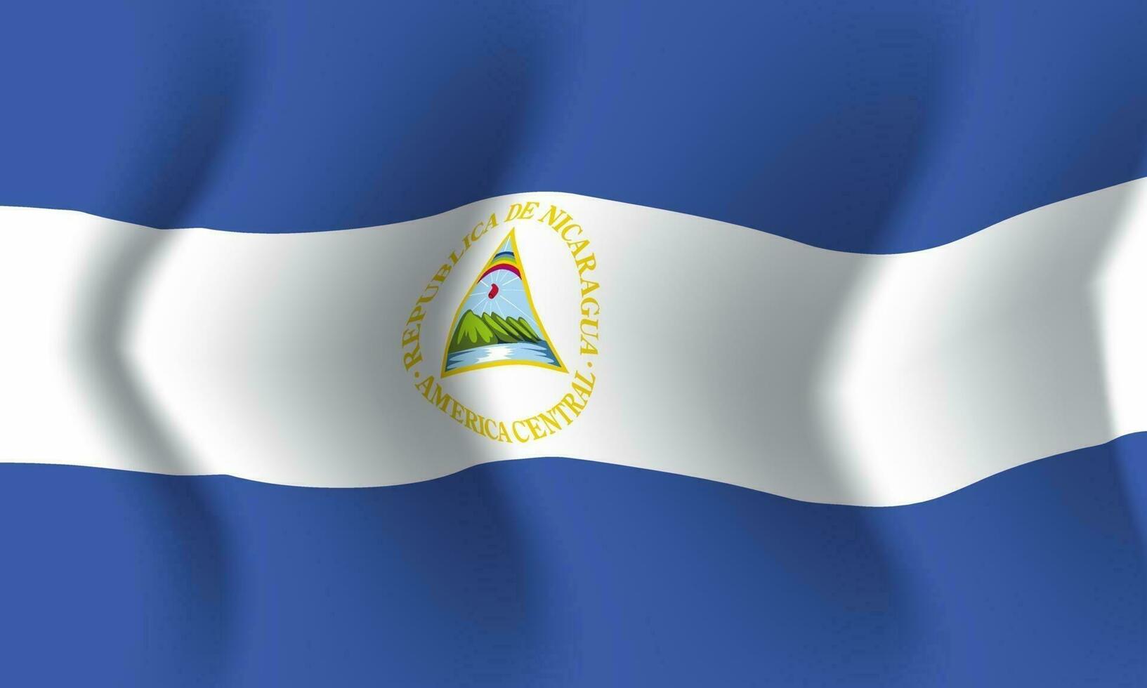 Fondo ondeando en el viento bandera de Nicaragua. antecedentes vector