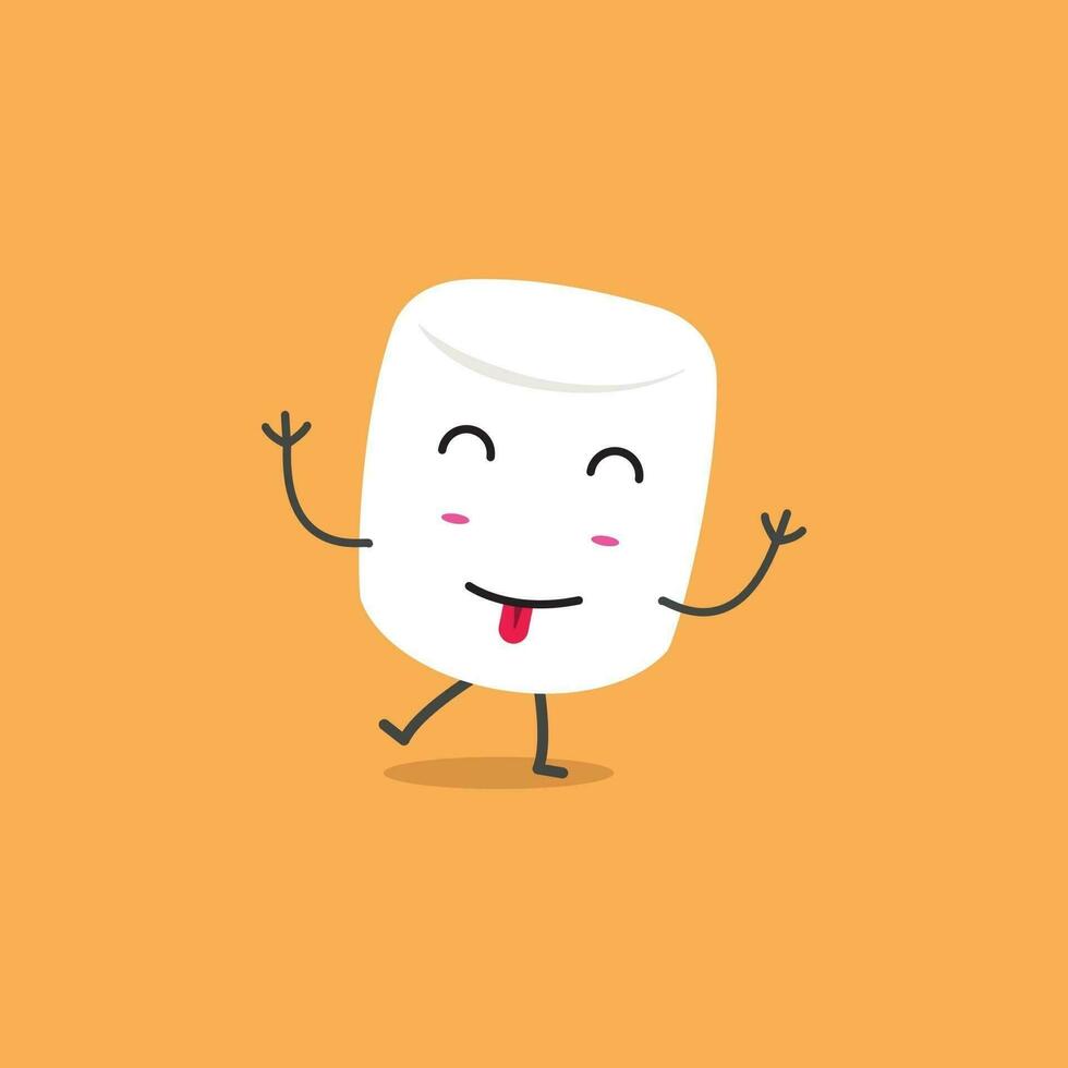 Cute Marshmallow With Mocking Face Character Design vector