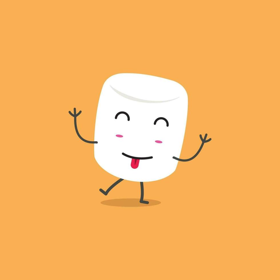 Cute Marshmallow With Mocking Face Character Design vector