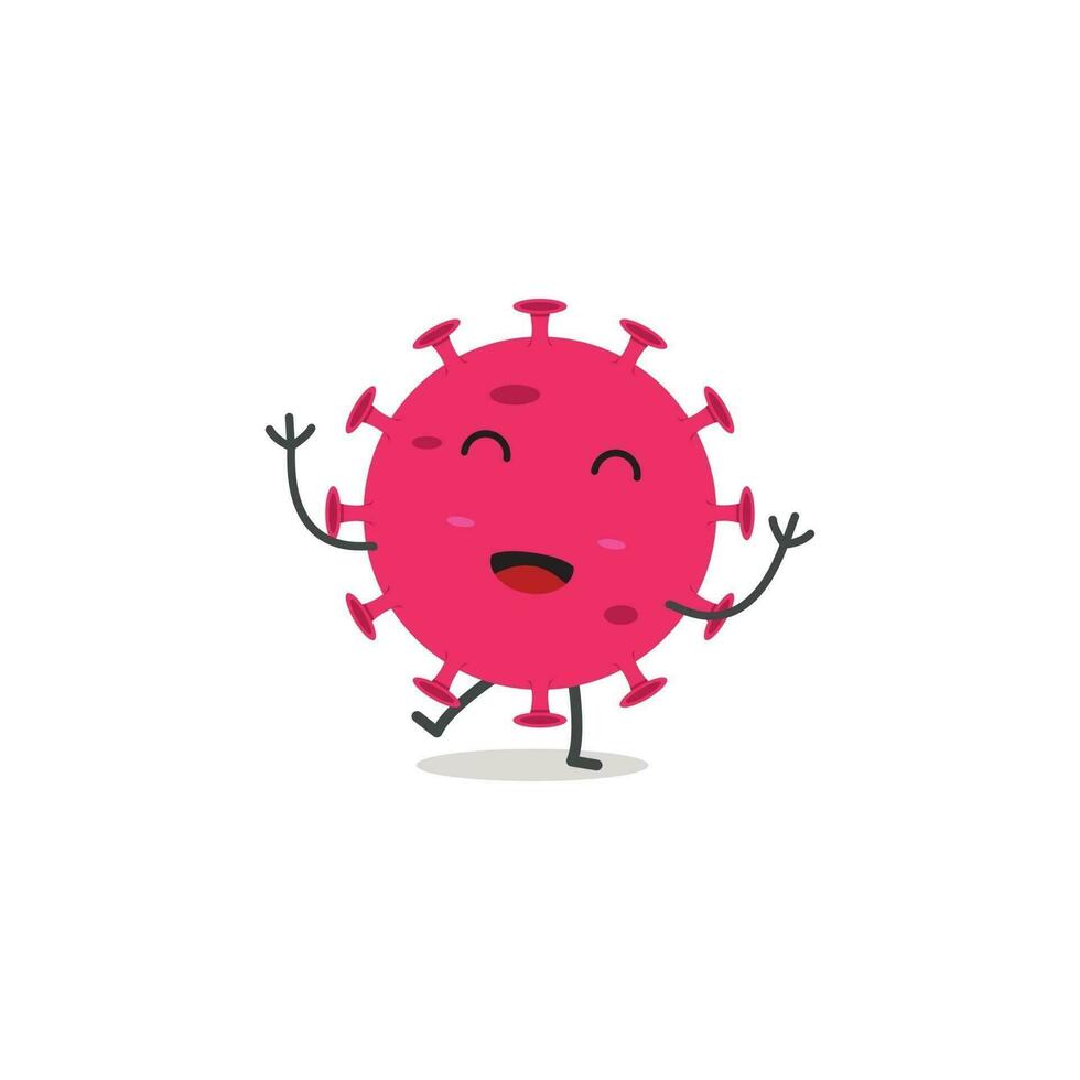 Cute Happy Virus Character Design. vector