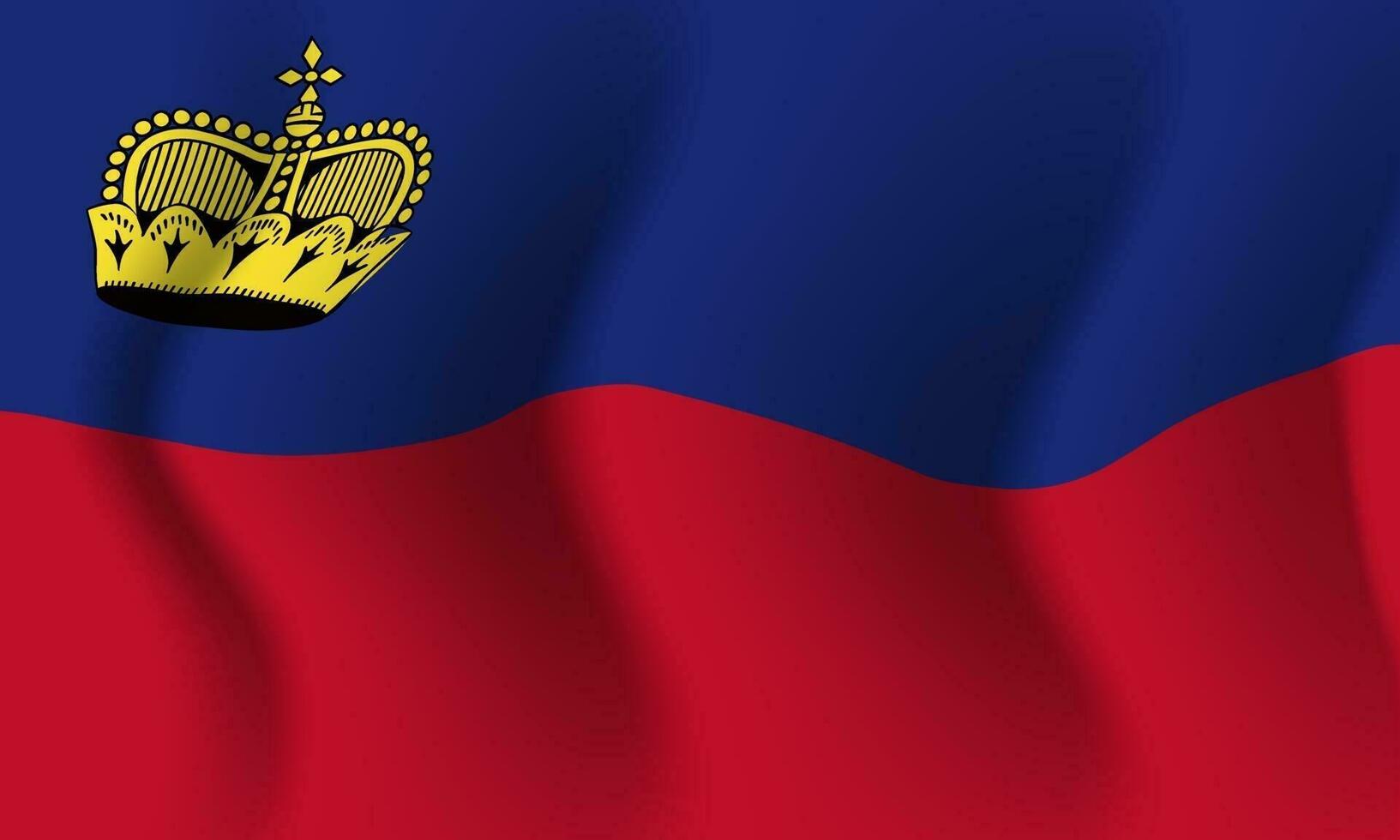 Fondo ondeando en el viento bandera de Liechtenstein. antecedentes vector