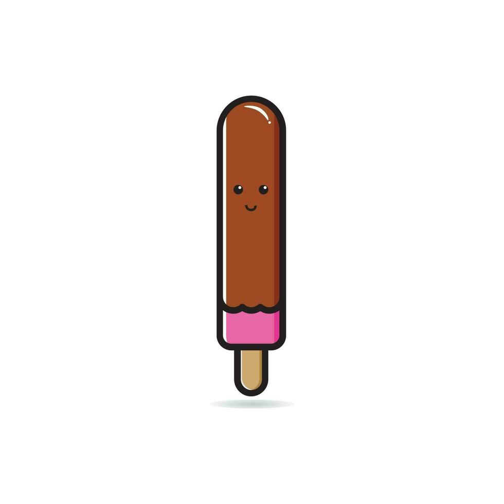 Lindo personaje de mascota de dibujos animados de helado. ilustración vectorial vector