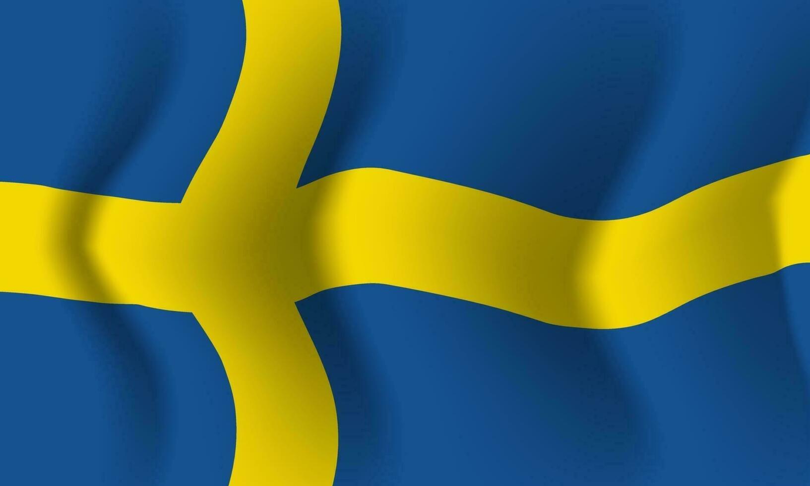 Background waving in the wind Sweden flag. Background vector