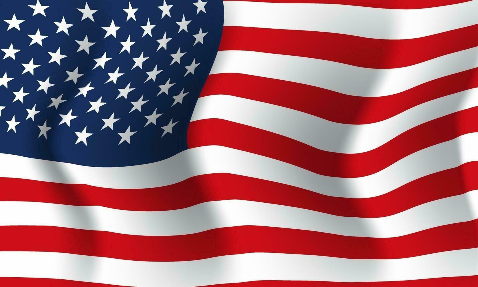 Background waving in the wind United States flag. Background vector