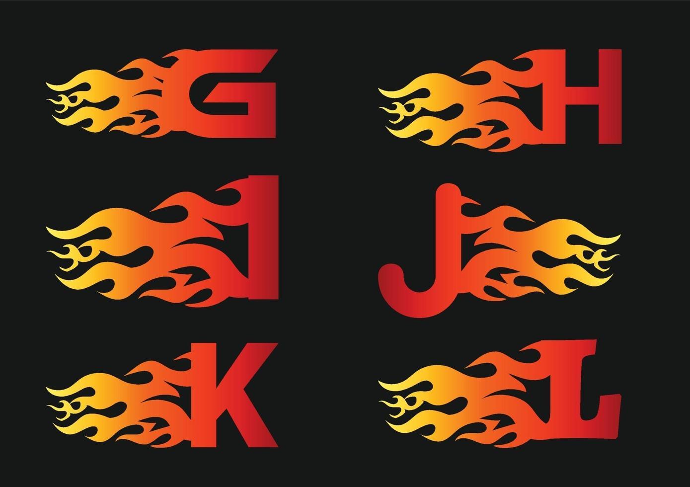 G to L Fire Letter Logo Design Template vector