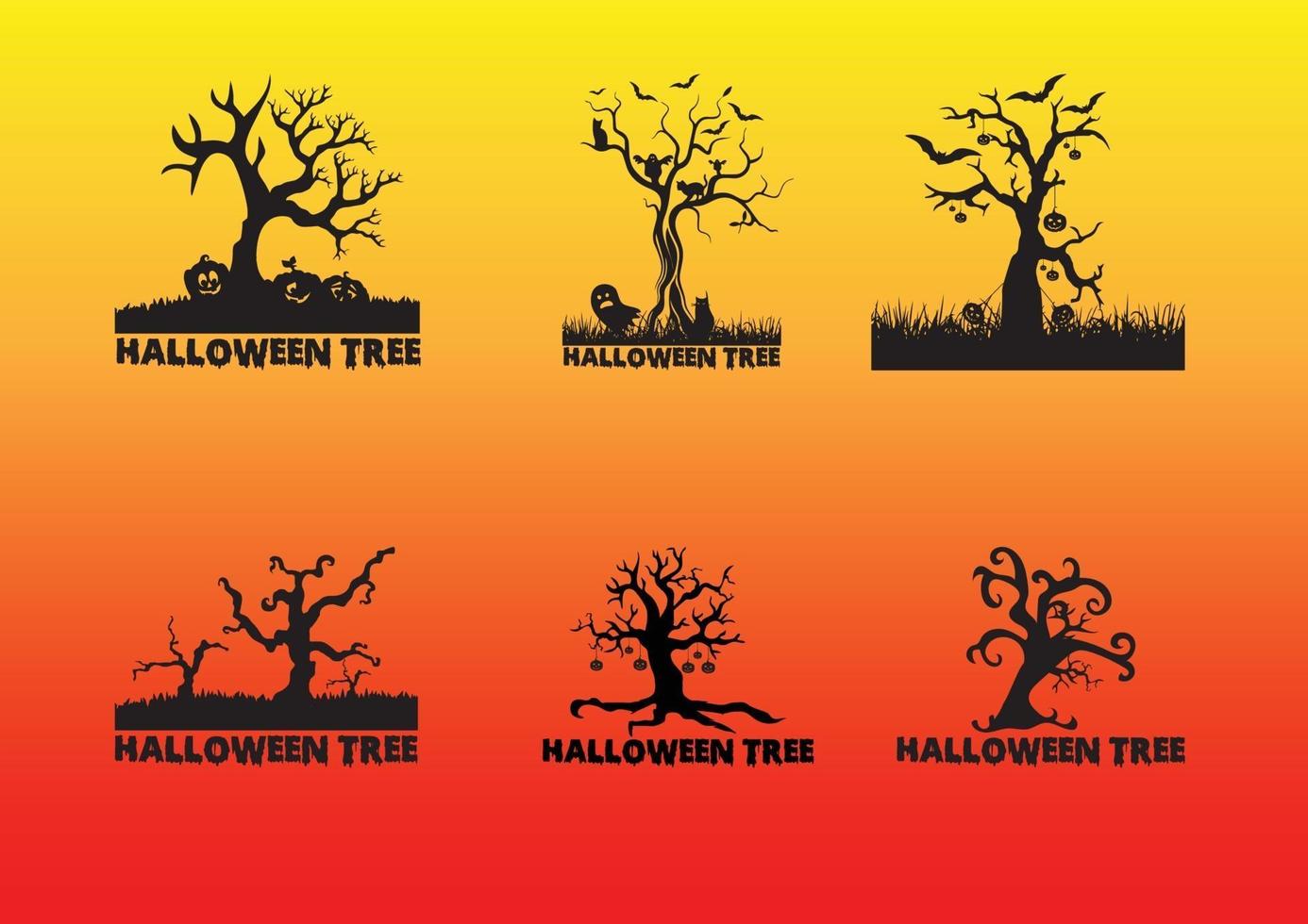 Halloween tree logo and icon design template vector