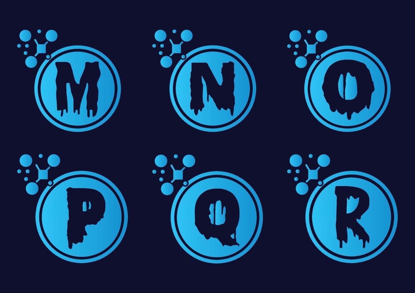 M to R modern technology new logo design vector