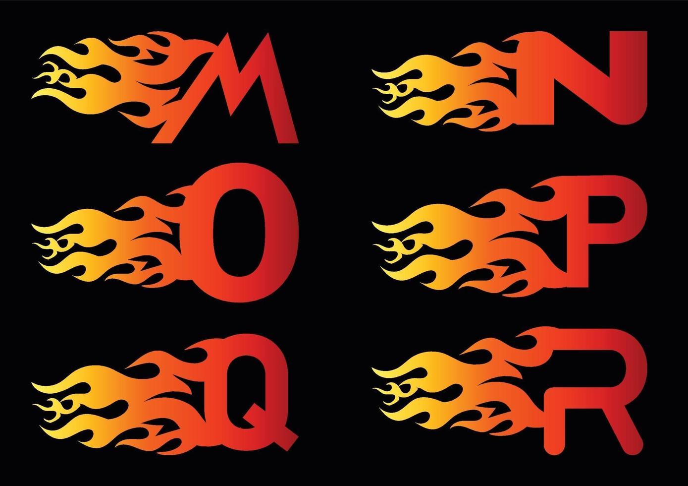 Plantilla de diseño de logotipo de letra de fuego de m a r vector