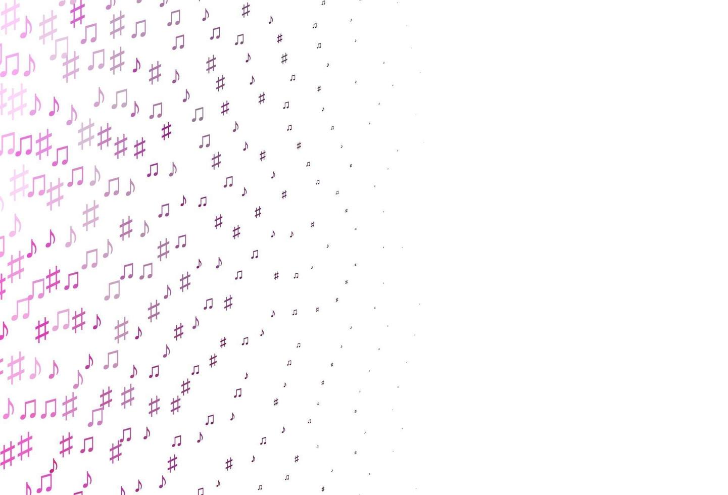 Light Pink vector background with music symbols.