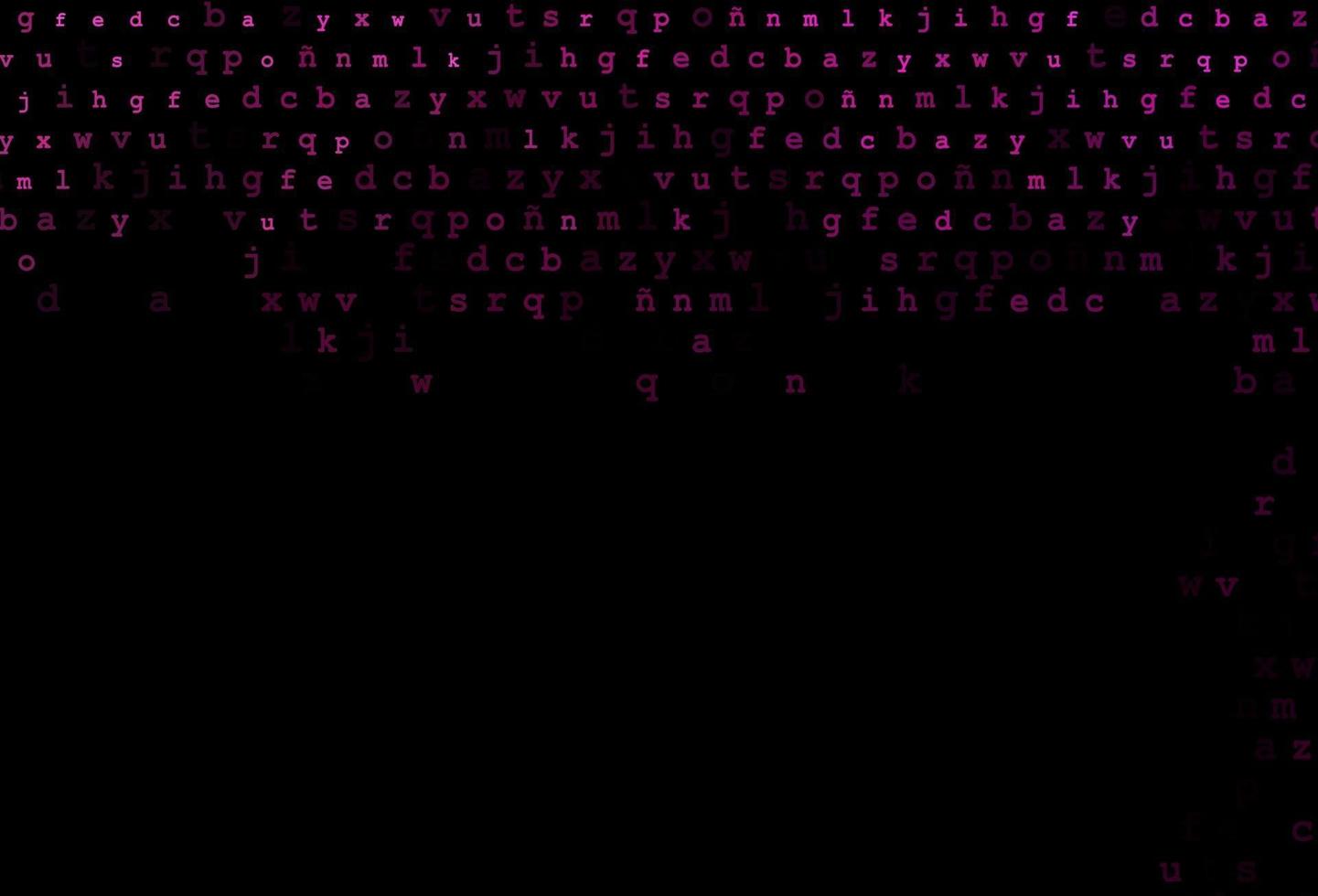 Dark pink vector background with signs of alphabet.