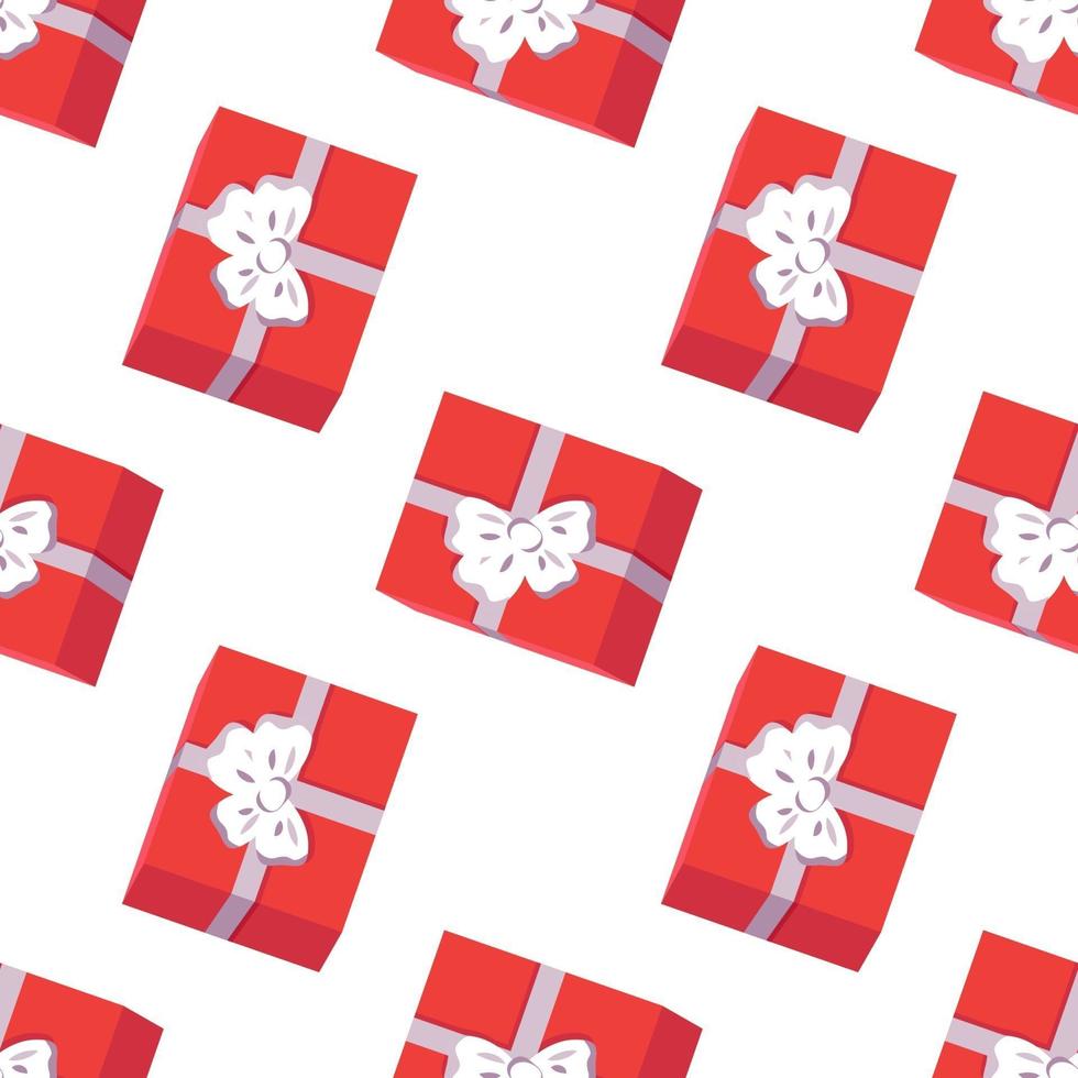 Seamless pattern with red boxes of gifts for Happy New Year vector