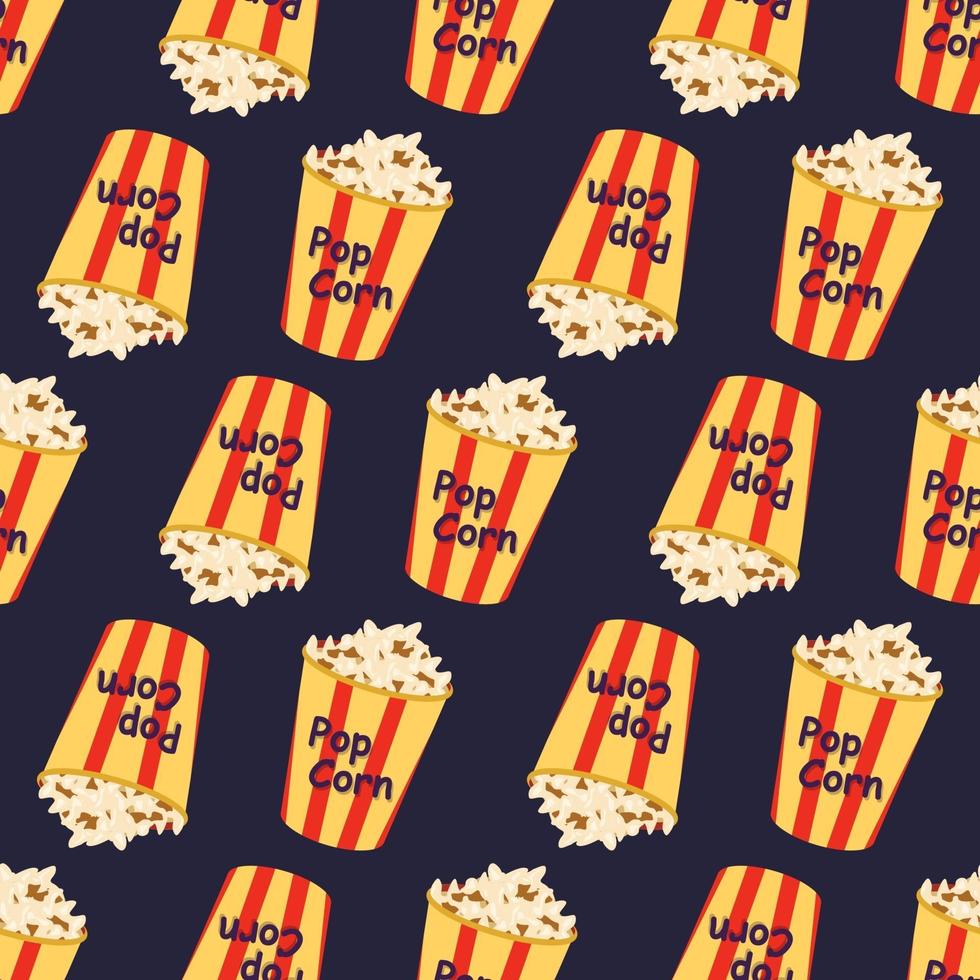 seamless pattern with a box of popcorn. Print for cinema vector