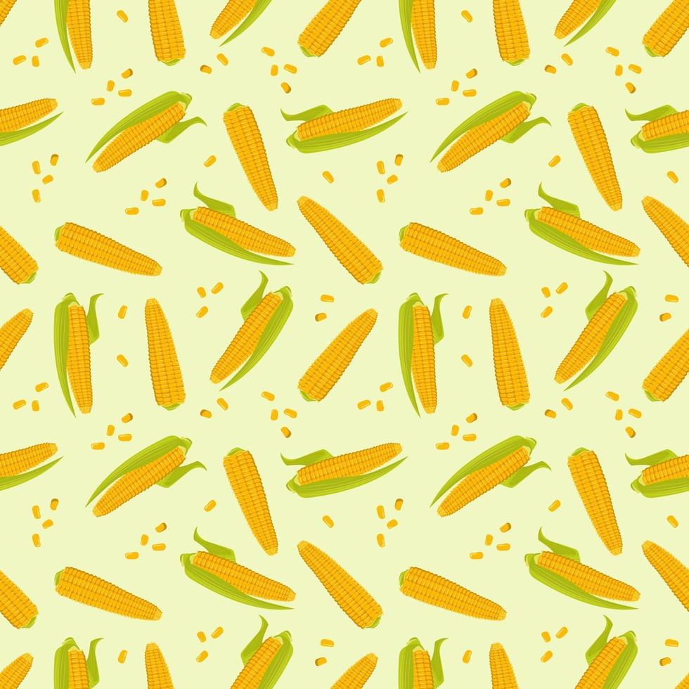 Seamless pattern with ears of corn on a green background. vector